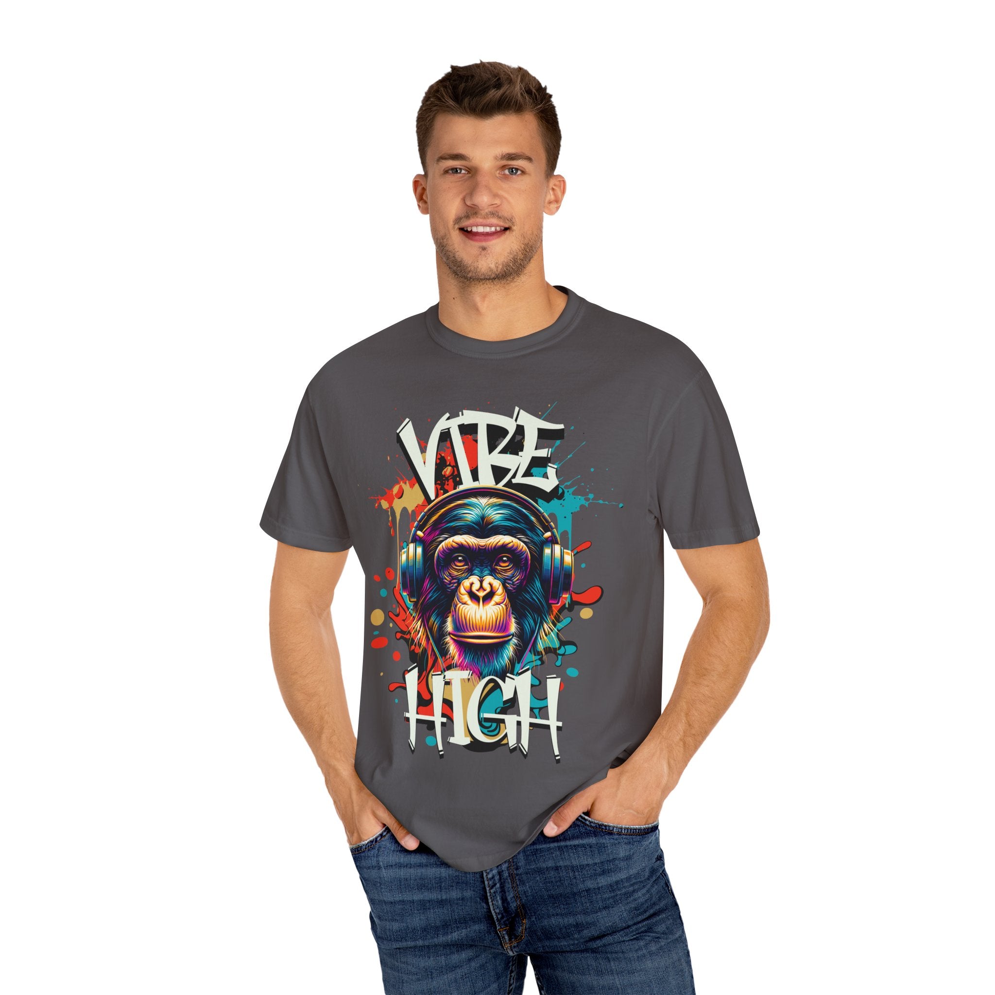 Vibe High Graphic Tee – Unisex Colorful “Vibe High” Monkey Streetwear T-Shirt