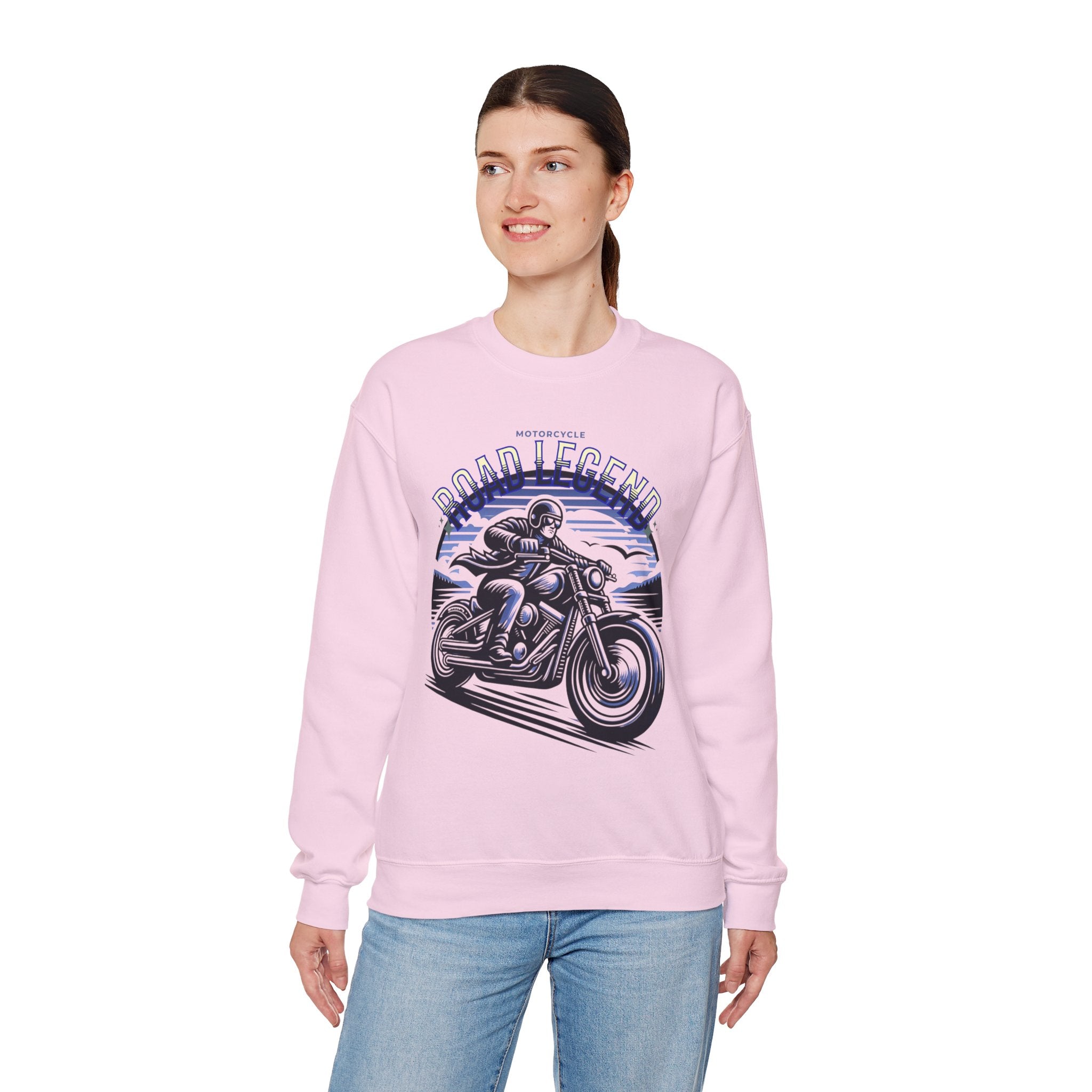 Motorcycle Road Legend Sweatshirt – Unisex Vintage Vibe Crewneck for Riders