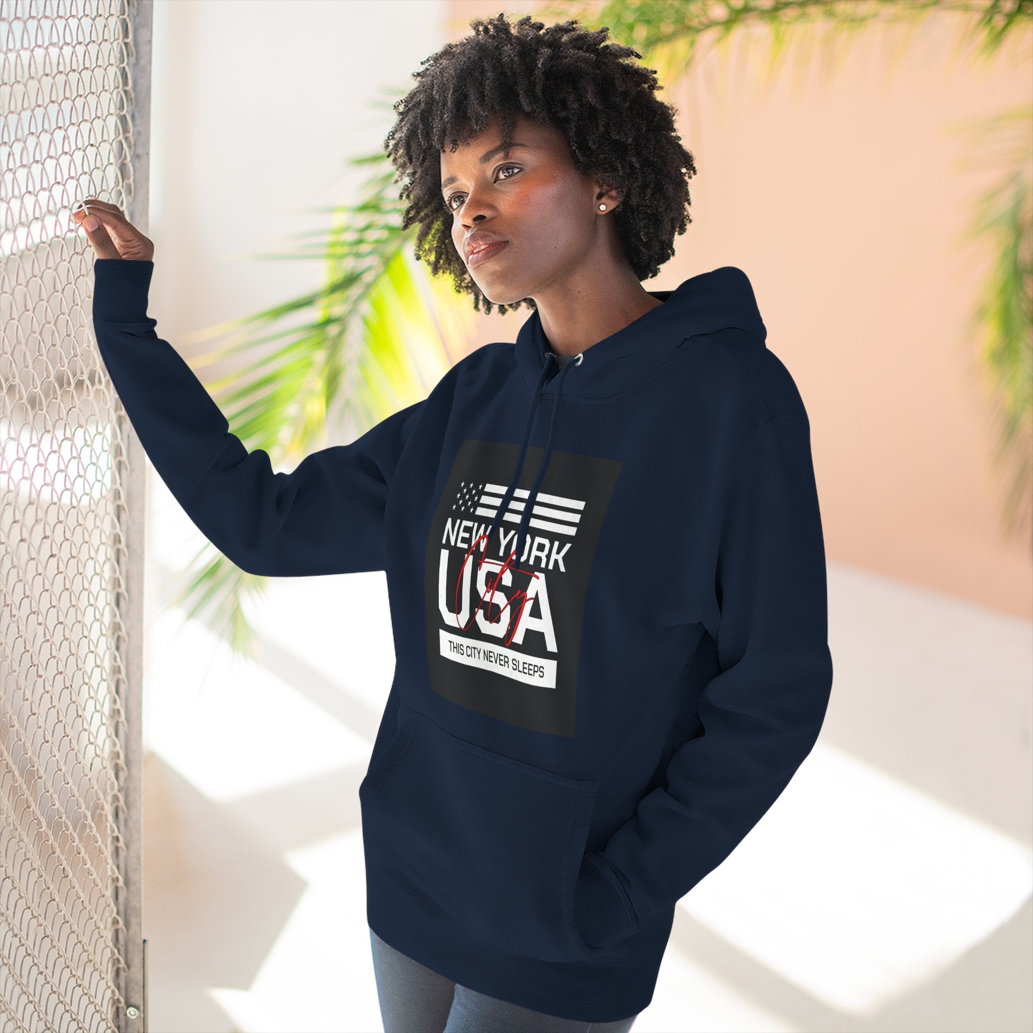NYC Three-Panel Fleece Hoodie – Cozy Unisex Pullover, Perfect Gift for City Lovers & Travel Enthusiasts