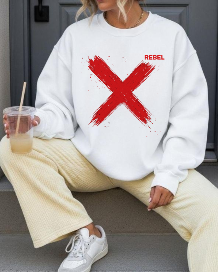 Urban Rebel Sweatshirt – Unisex Garment-Dyed Pullover with Hand-Painted X