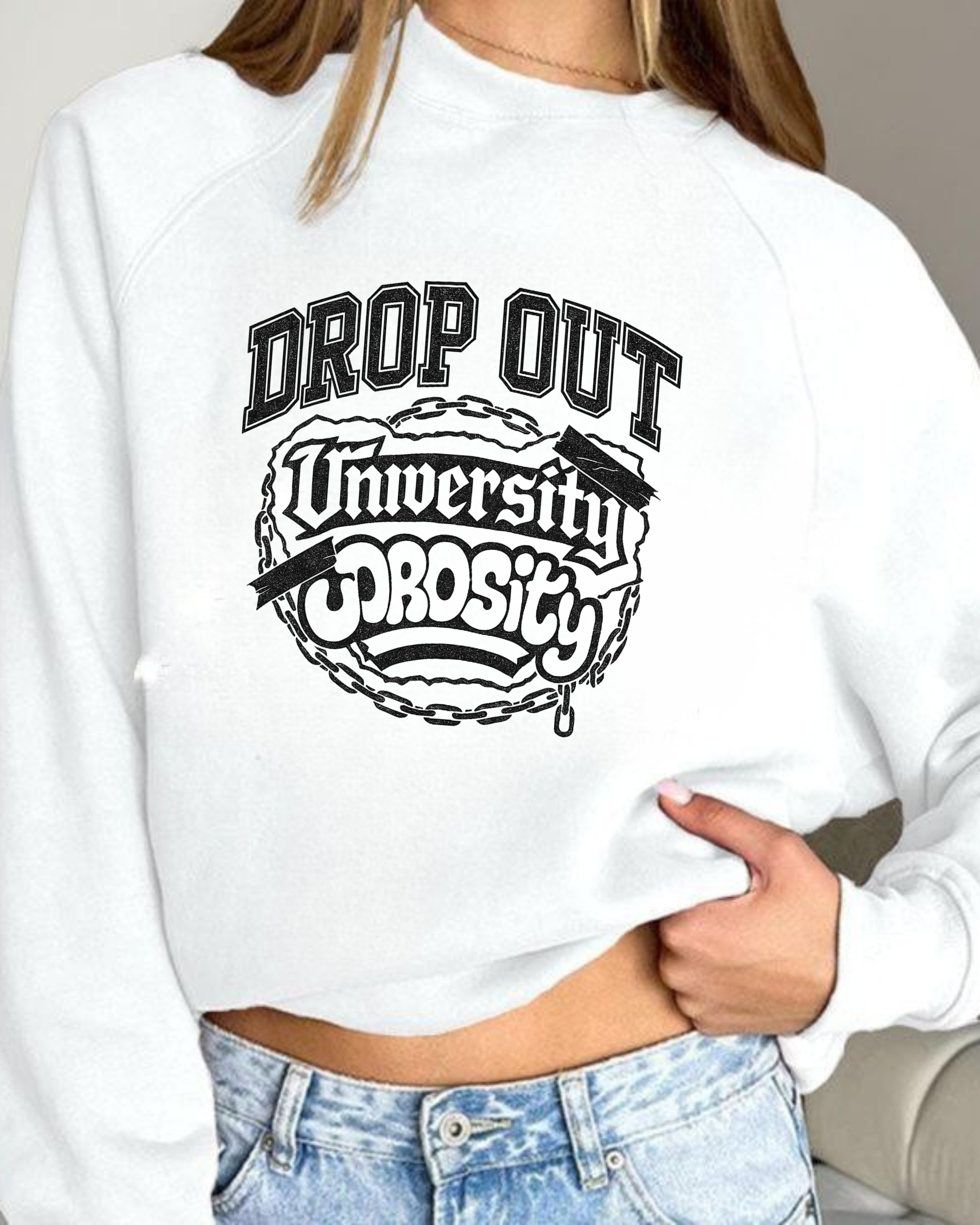 Funny College Dropout Sweatshirt – Unisex Garment-Dyed Streetwear Style