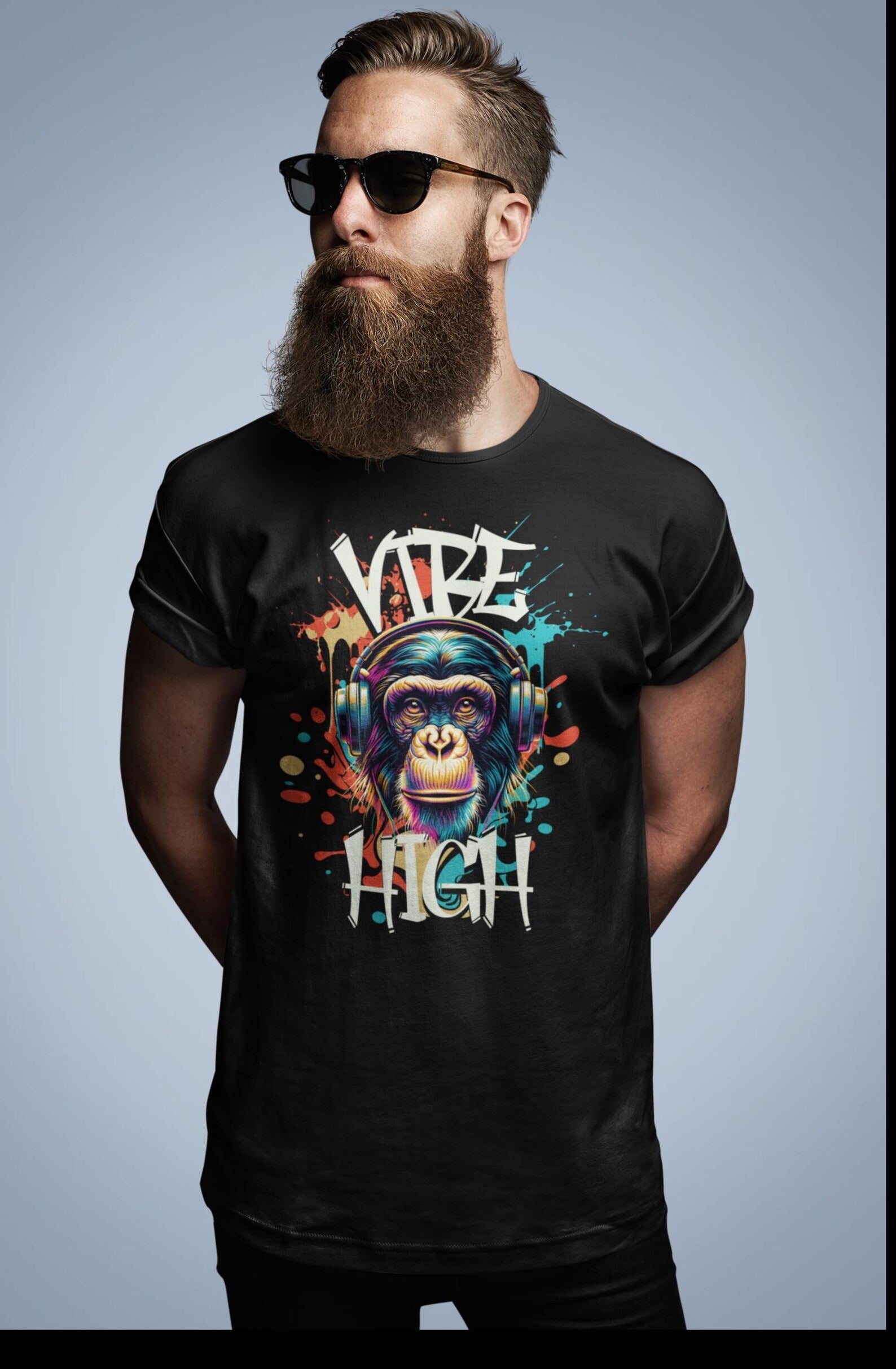 Vibe High Graphic Tee – Unisex Colorful “Vibe High” Monkey Streetwear T-Shirt