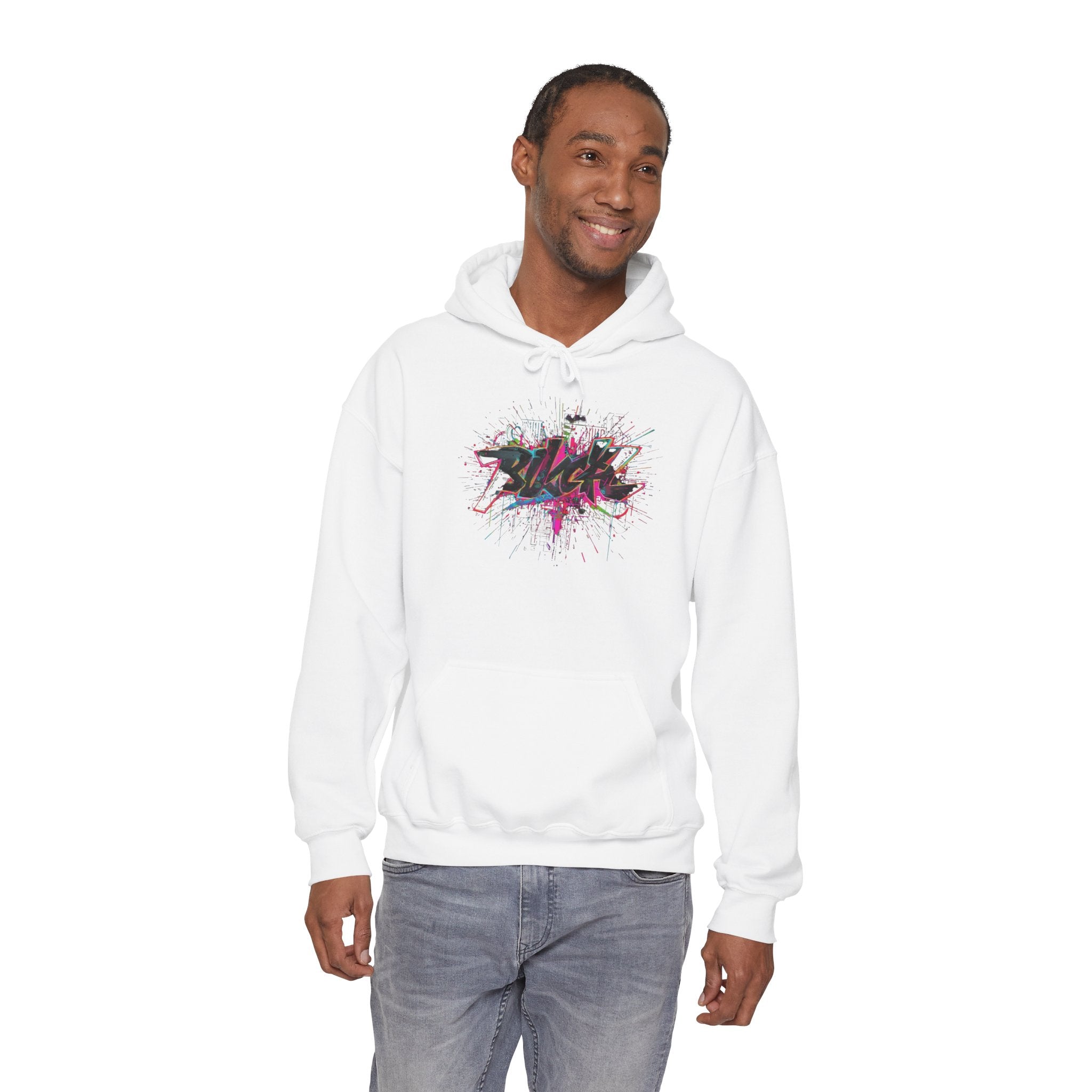 Black Graffiti Splash Hoodie | Urban Street Art Pullover