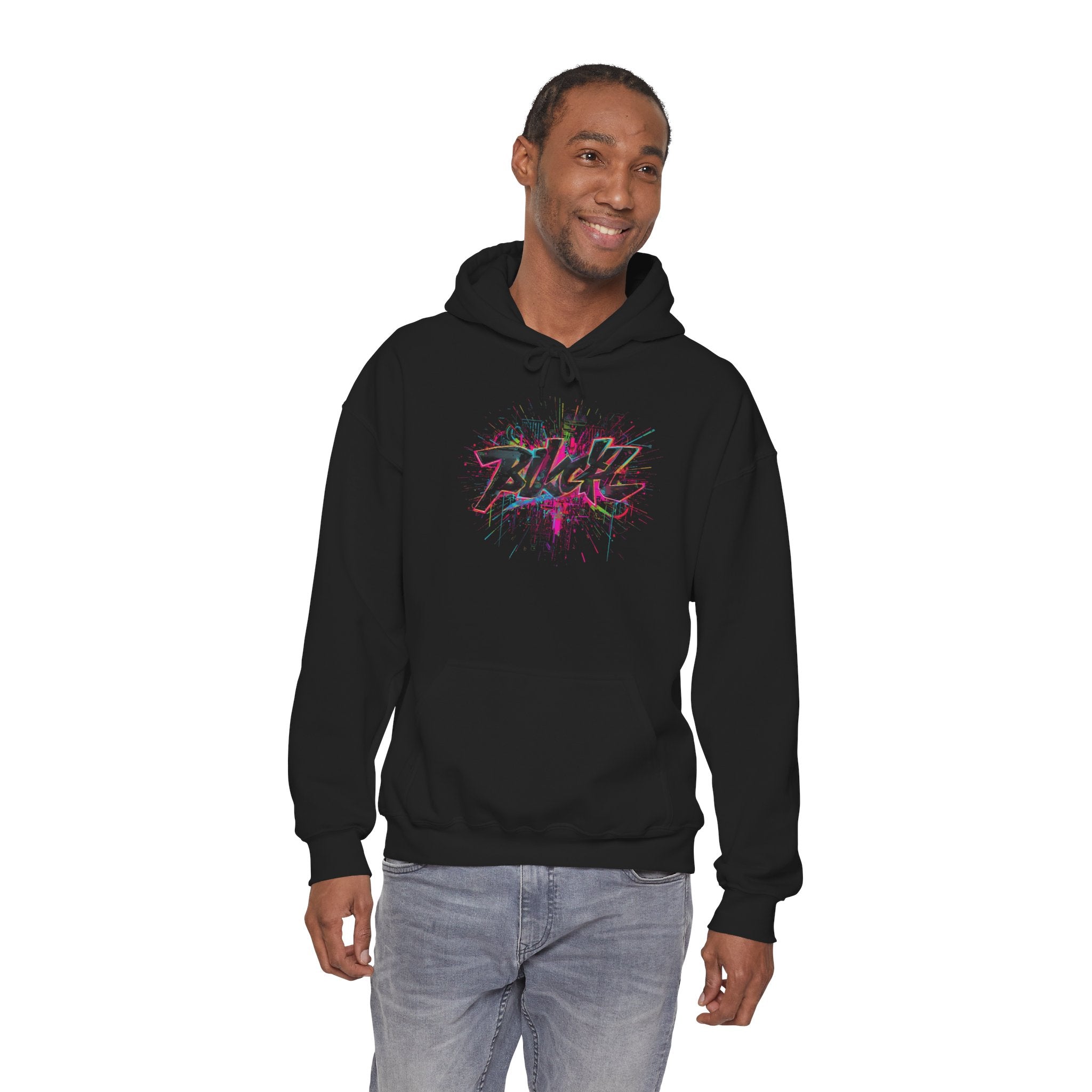 Black Graffiti Splash Hoodie | Urban Street Art Pullover