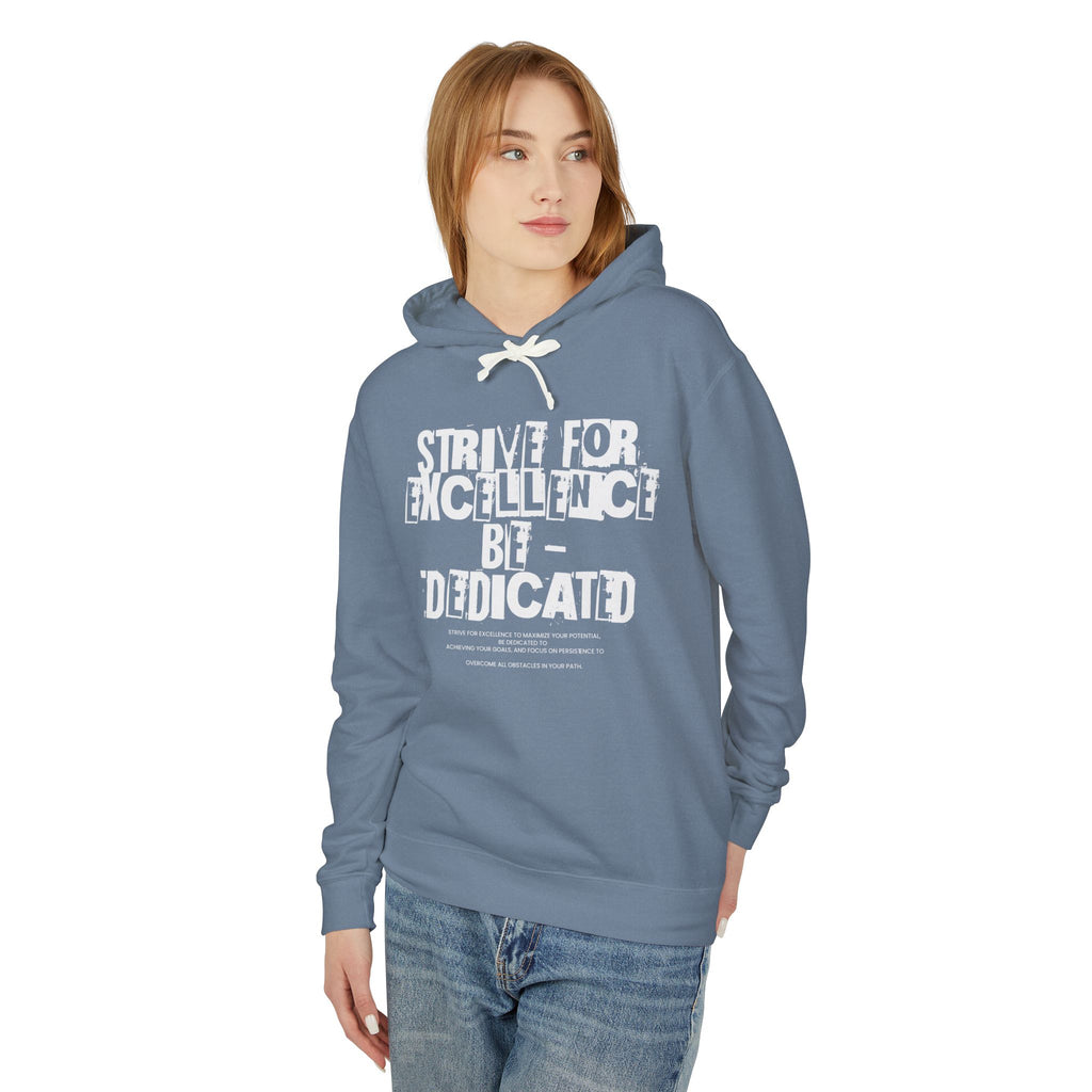 Strive for Excellence Hoodie – Motivational Unisex Pullover for Goal-Getters, Lightweight Everyday Hoodie for Gym