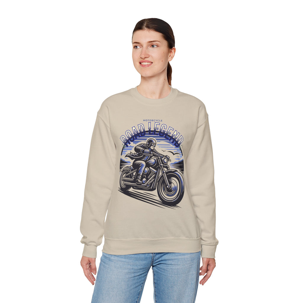 Motorcycle Road Legend Sweatshirt – Unisex Vintage Vibe Crewneck for Riders