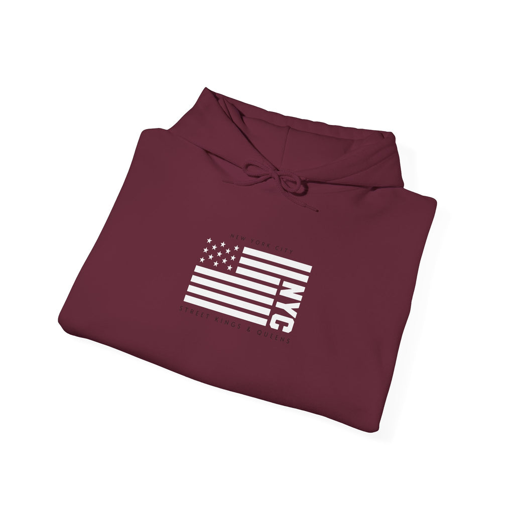 NYC Flag Hooded Sweatshirt – Cozy Unisex Pullover for City Lovers