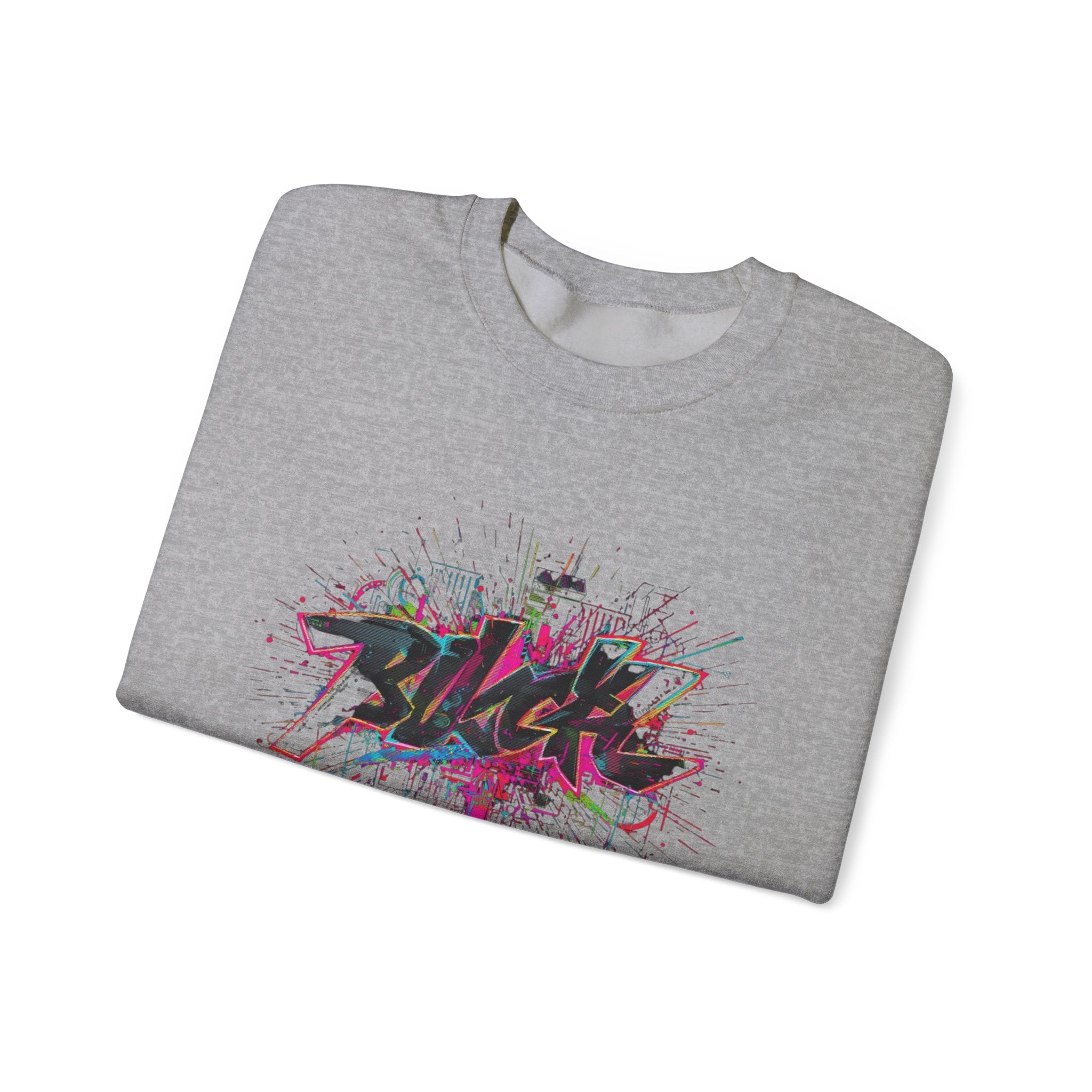 Black Graffiti Splash Unisex Sweatshirt, Cozy Crew Neck Jumper, Minimalist Pullover, Neutral Sweater, Winter Fashion, Gift for Him or Her