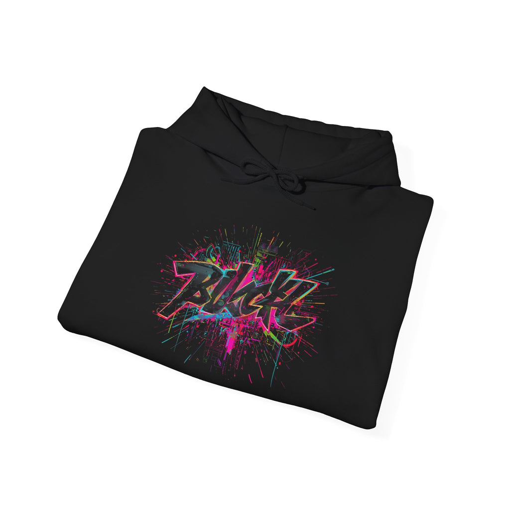 Black Graffiti Splash Hoodie | Urban Street Art Pullover