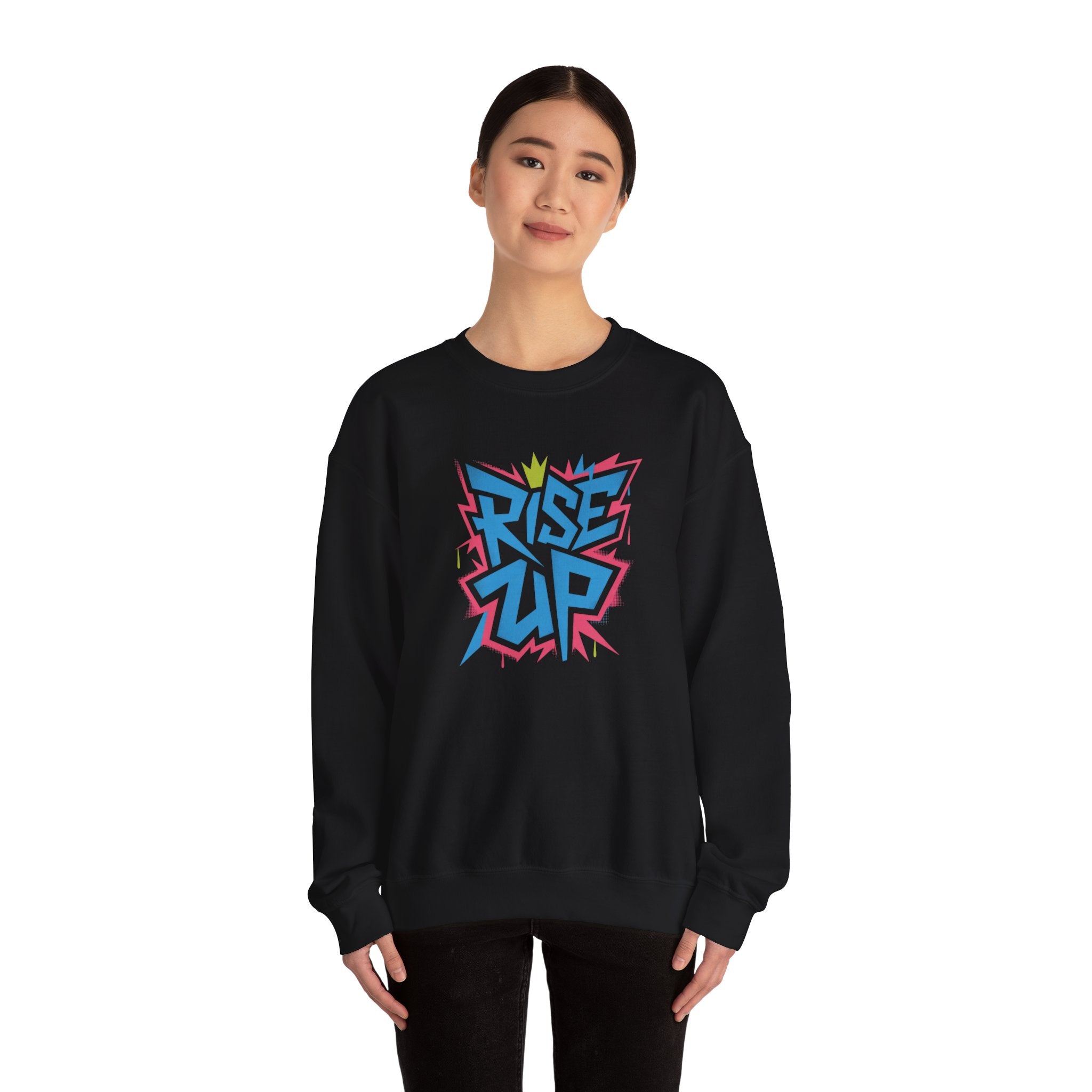 Rise Up graphic Crewneck Sweatshirt | Motivational street art design