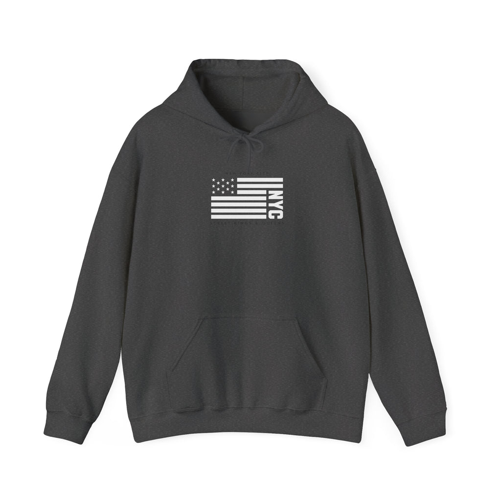 NYC Flag Hooded Sweatshirt – Cozy Unisex Pullover for City Lovers