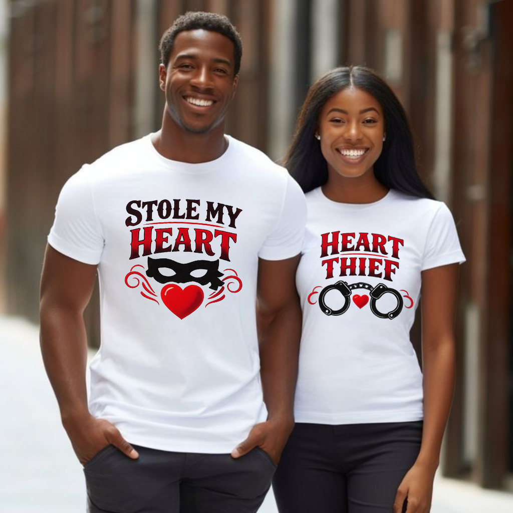 Heart Thief Shirt, Matching Couples Valentine Tee, Cute Romantic Shirt, Gift for Boyfriend or Girlfriend, Love Shirt