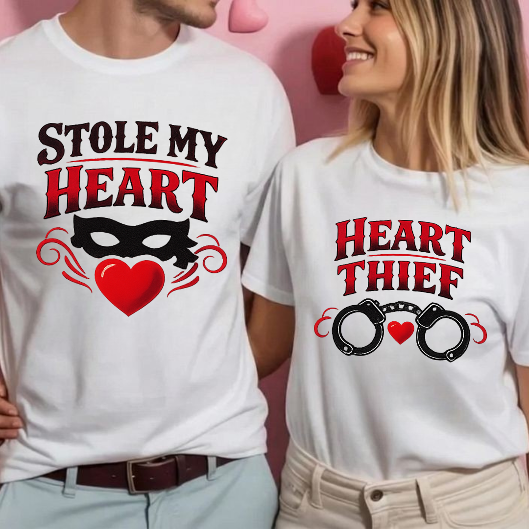 Stole My Heart Couple Shirt, Matching Valentine Gift, Missing Piece T-Shirt, Couple Valentine DTF, Couple Matching Outfit