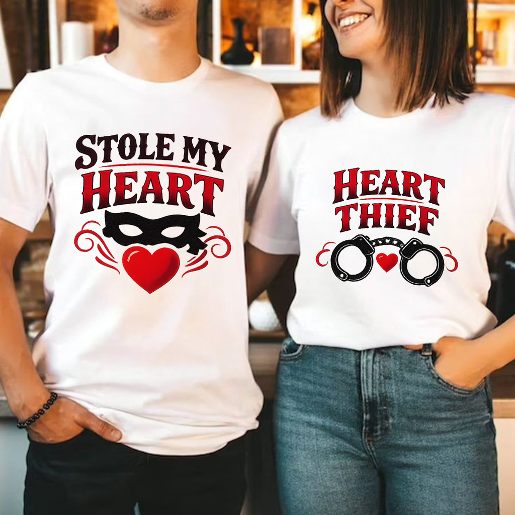 Stole My Heart Couple Shirt, Matching Valentine Gift, Missing Piece T-Shirt, Couple Valentine DTF, Couple Matching Outfit
