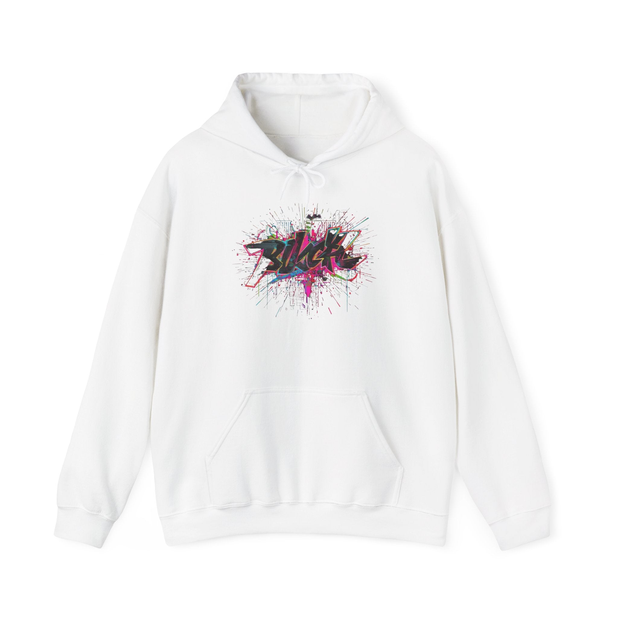 Black Graffiti Splash Hoodie | Urban Street Art Pullover