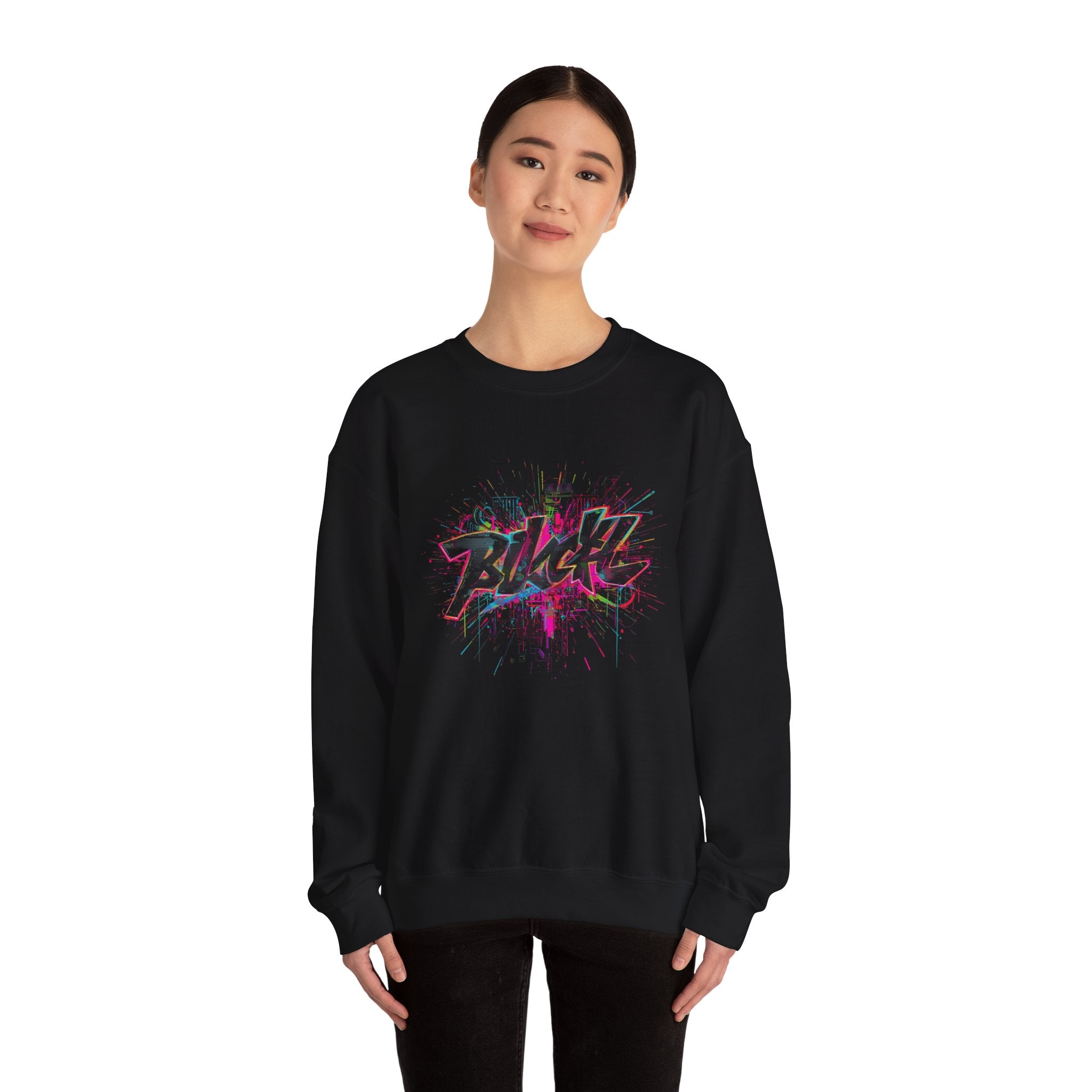 Black Graffiti Splash Unisex Sweatshirt, Cozy Crew Neck Jumper, Minimalist Pullover, Neutral Sweater, Winter Fashion, Gift for Him or Her