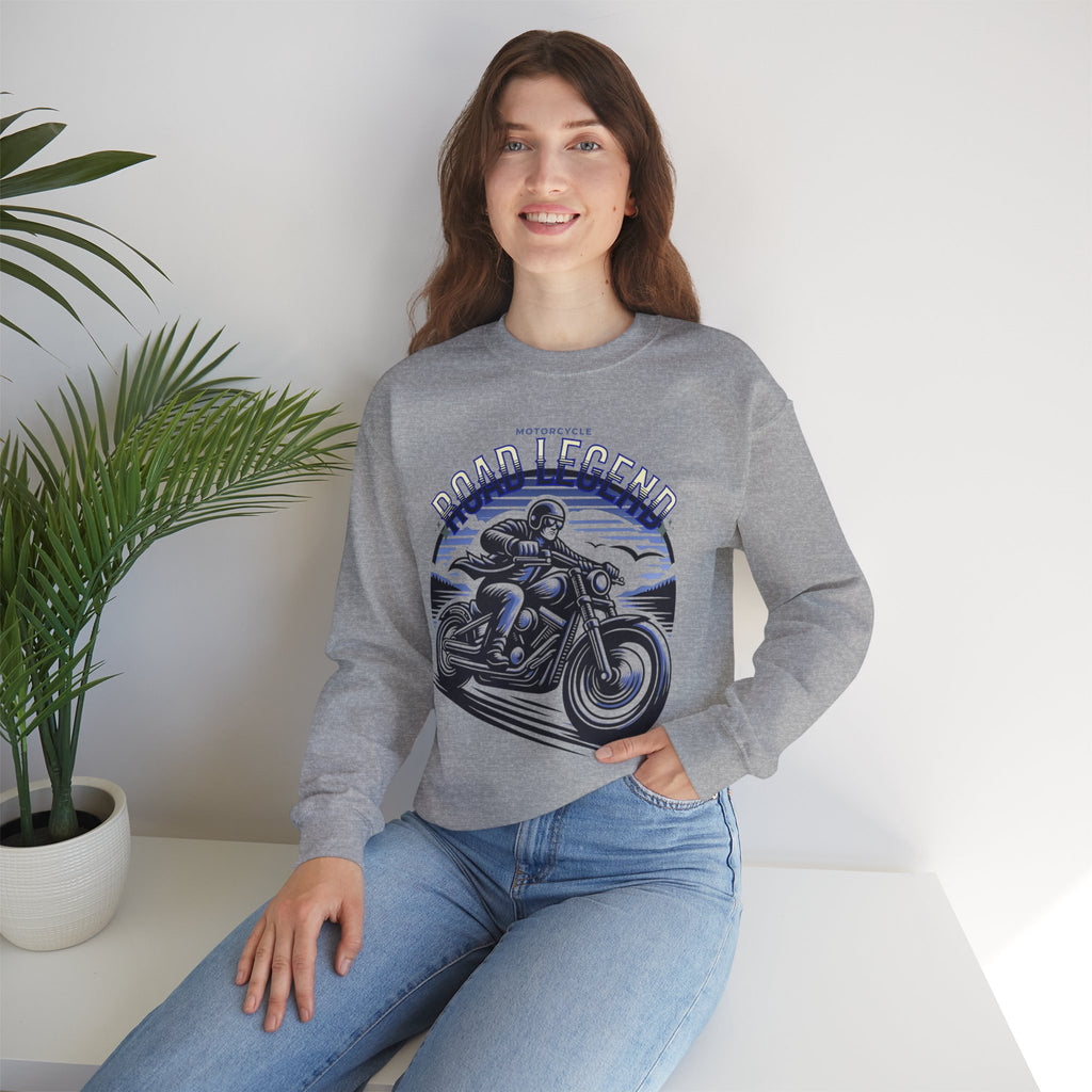 Motorcycle Road Legend Sweatshirt – Unisex Vintage Vibe Crewneck for Riders