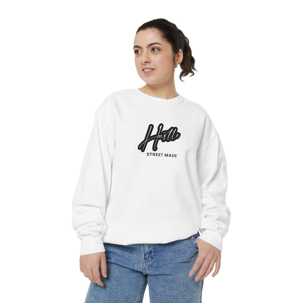 Hustle Street Mode Sweatshirt – Premium White Crewneck for Men & Women