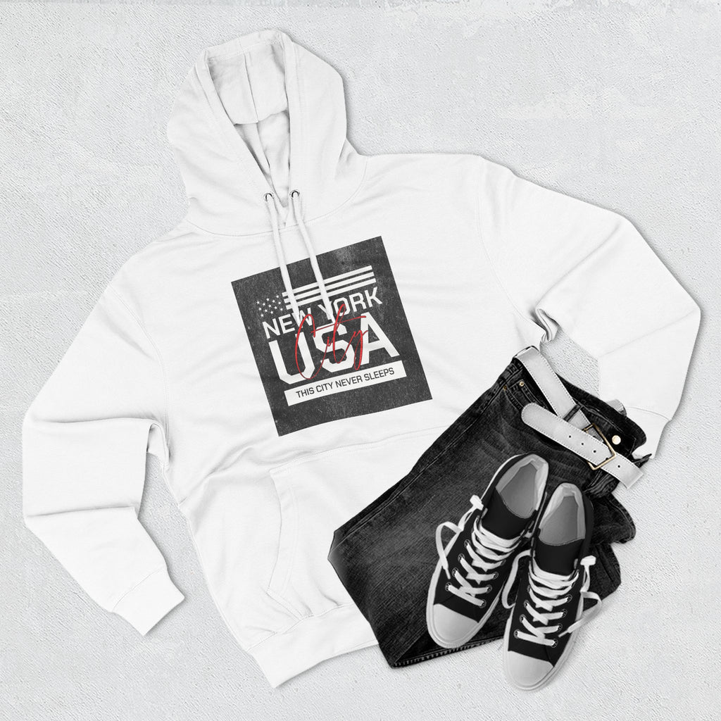 NYC Three-Panel Fleece Hoodie – Cozy Unisex Pullover, Perfect Gift for City Lovers & Travel Enthusiasts